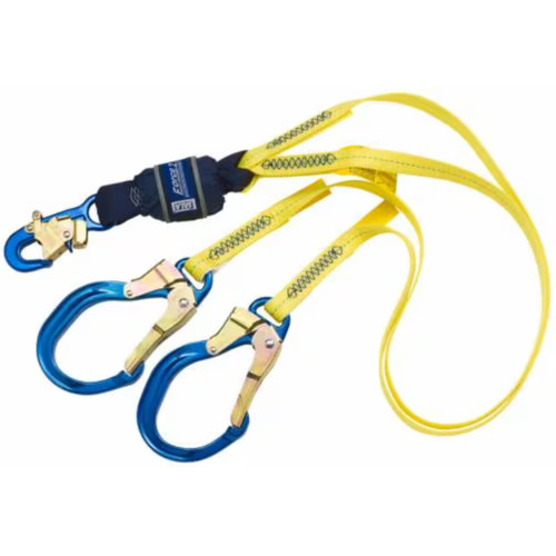3M Dbi-Sala Force2 Shock Absorbing Elasticated Lanyard Double Tail  Yellow 2.0m Z12202580E