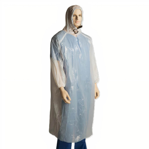 Bastion Polyethylene White Poncho, With Hood, OSFA 200/box