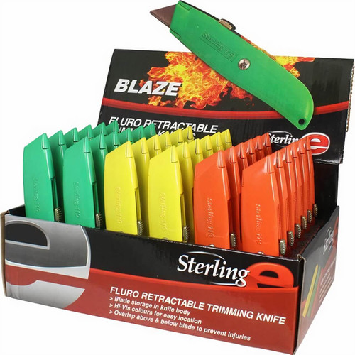 Sterling Blaze Fluro Safety Retractable Cutter