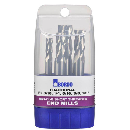 Bordo Imperial Fractional Short Threaded End Mill Set 6pc