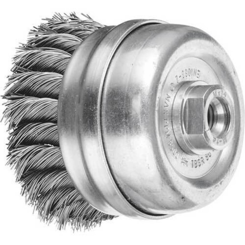 Pferd Cup Brush Twist Knot Steel TBGR 80mm M14 Thread 0.5mm Filament With Bridle