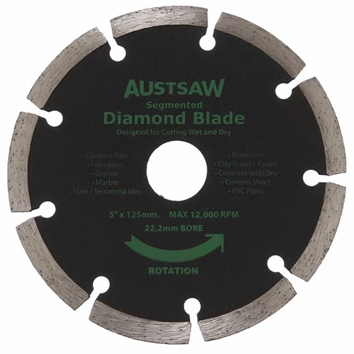 Austsaw 125mm (5in) Diamond Blade Segmented 22.2mm Bore
