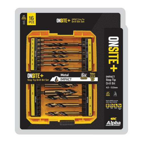 Alpha Onsite Plus Impact Step Tip Drill Set 16pce