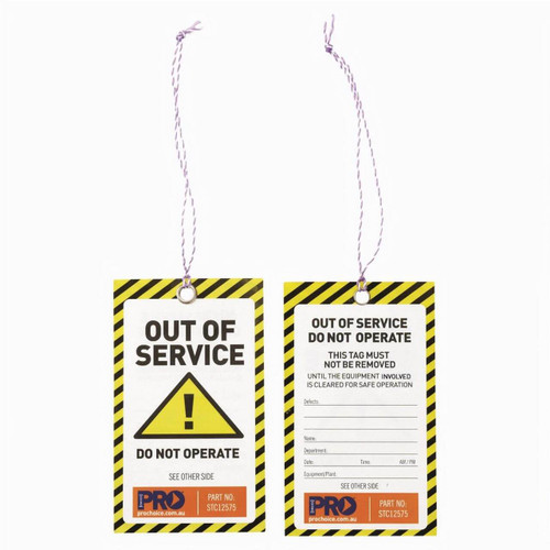 Yellow 'Out of Service' Safety Tags Non Tear 100pk