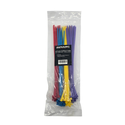 Zenarc Cable Tie Mixed Colour 300mm x 4.8mm 100pk