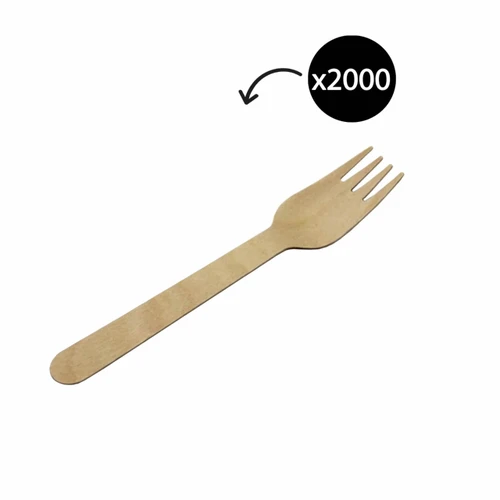 Ecoware Wooden Fork 160mm Coated Carton 2000