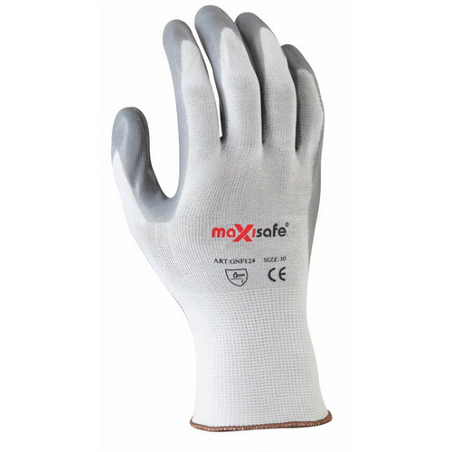 'White Knight' Nylon Glove. Foam Nitrile Palm L