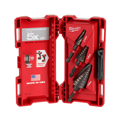 48899266 Milwaukee SHOCKWAVE 4-30mm Metric Step Drill Bit Set 3pce - ACL ...