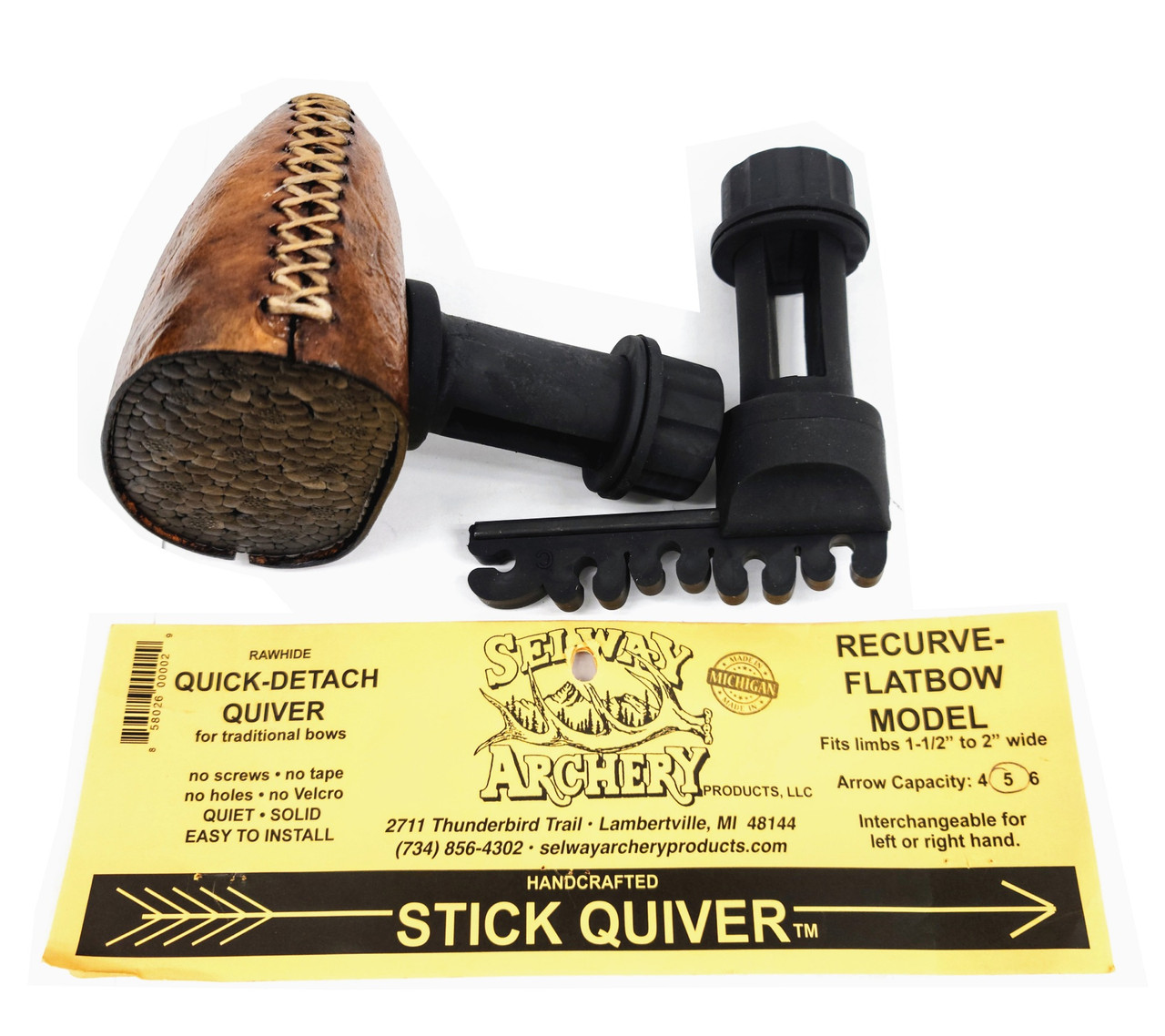 Selway Rawhide Strap Mount Flatbow/Recurve Bow (Burgundy) 5Arrow Stick