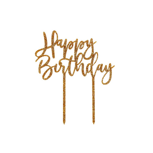 Gold Happy Birthday Cake Top