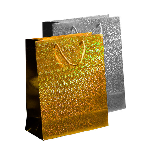 Holographic Bag Extra Large, Gold & Silver 2 Asst  32x44x9.5cm