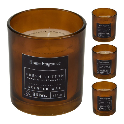 Scented Candle In Brown Glass 9cm