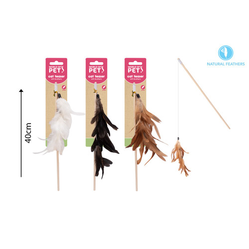 Natural Feather Cat Teaser 3 Cols