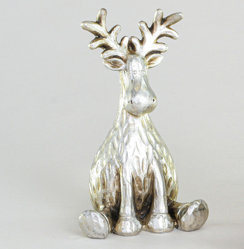 22cm Resin Moose Ornament Silver