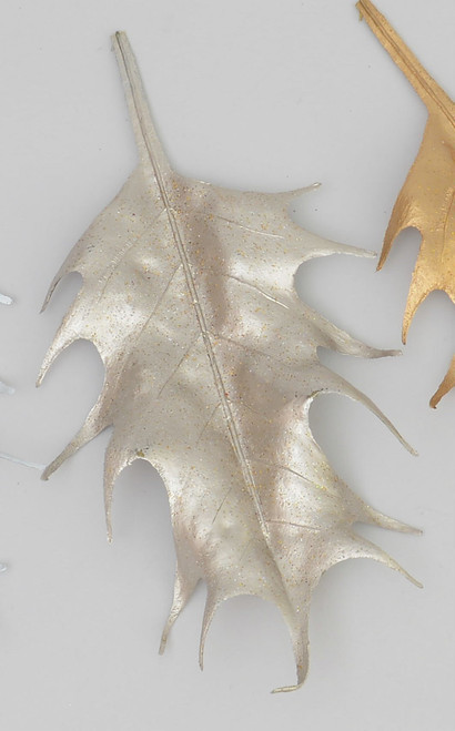 30cm Large Holly Leaf Champagne