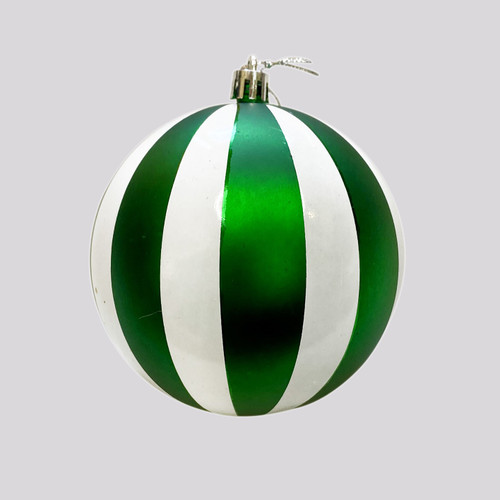 20cm Stripe Ball Dec Green/White