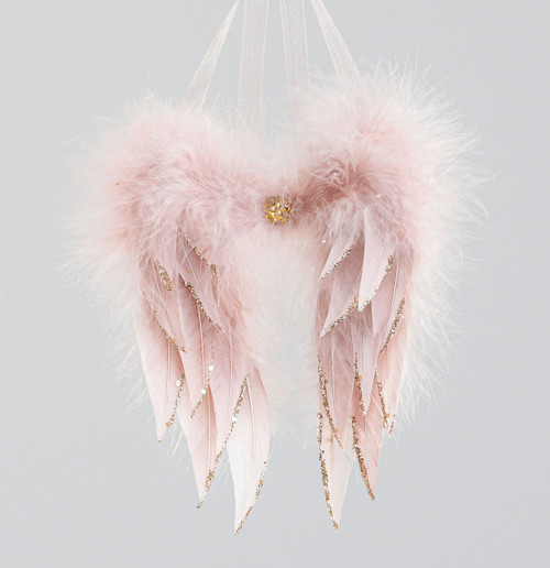20cm Fabric Angel Wings Dec. Pink