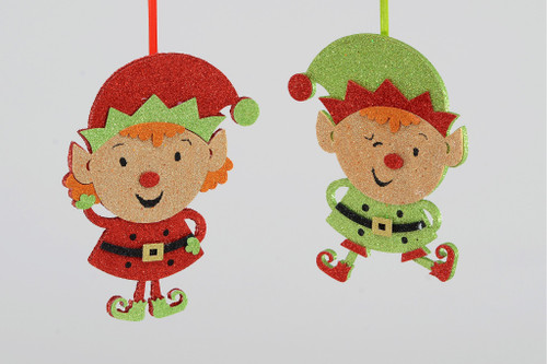 20cm Elf Decoration Red/Green 2Ass