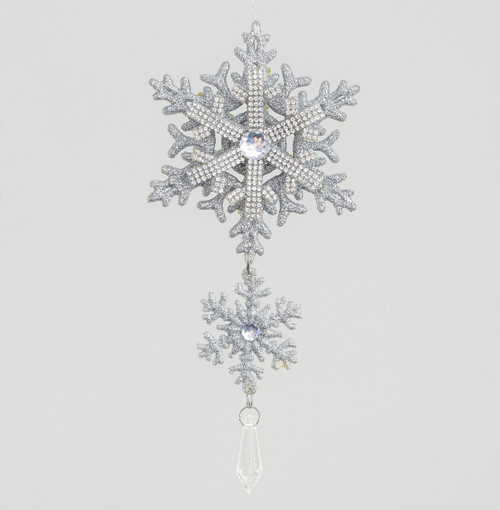 10cm Double Snowflake Dec Silver