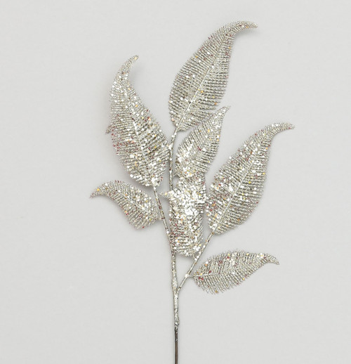 66cm Glitter Leaf x9 Champagne