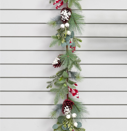 180cm Mixed Leaf/Cone/Berry Grlnd