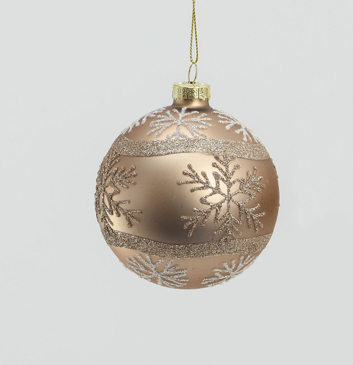 80mm Glass Snowflake Ball Champagn