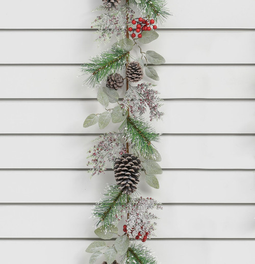 6ft Frosted Cone/Berry Garland