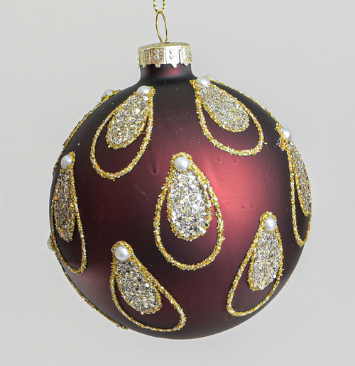 80mm Peacock Pattern Ball Burgund