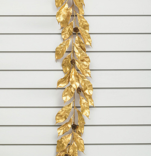 180cm Leaf/Cone Garland Gold
