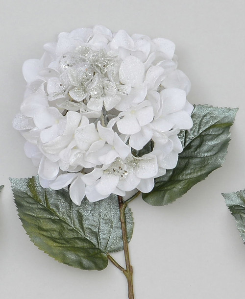 68cm Glitter Hydrangea White