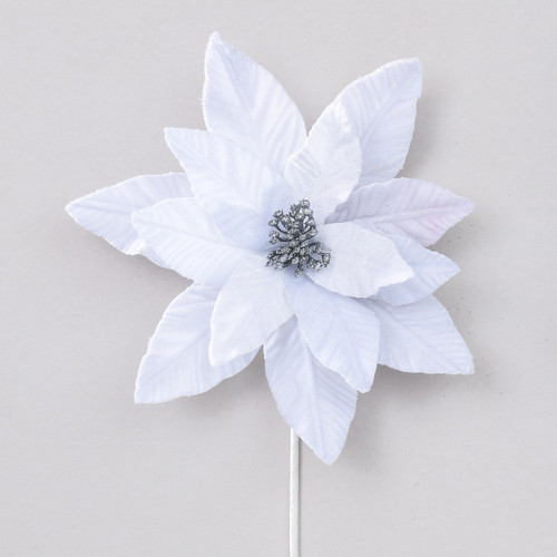 56cm Velvet Poinsettia White