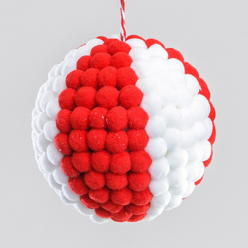 12cm Fabric PomPom Ball Dec R/W