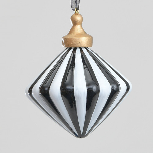 8cm Glass Drop Black/White