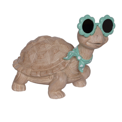 Resin Turtle with Flower Glasses 24cm
