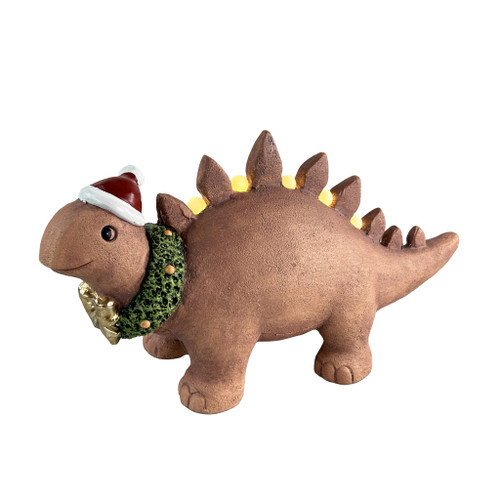 Dinosuar with wreath warm white LED 48x16x25cm