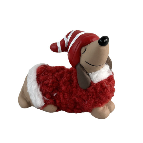 Dachshunds with Red Furry Jumper 10x3.5x8.5cm