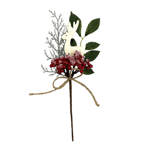 Reindeer and berries stem 15cm
