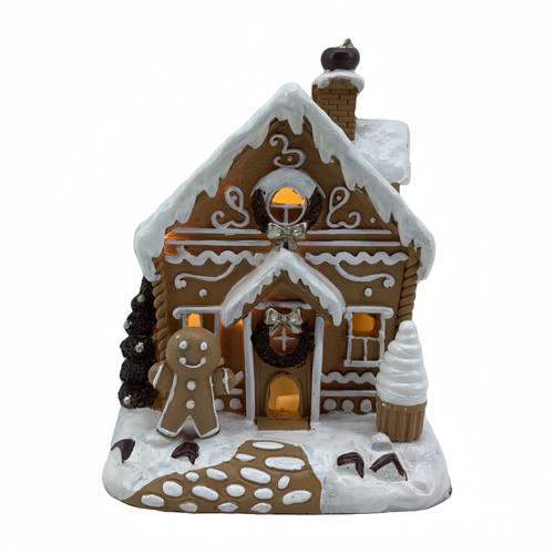 Gingerbread house warm white led 10x8x12.8cm