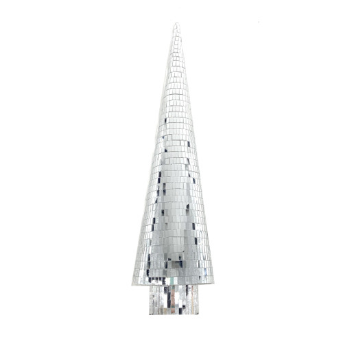 Silver Mirror Cone Tree 48cm