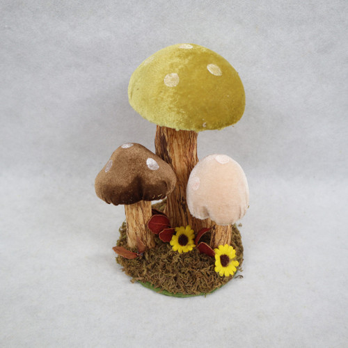 Velvet mushrooms Green/naturals 4x13x18cm