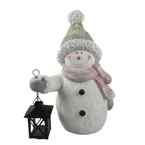 Snowman holding Lantern 25x17x35cm