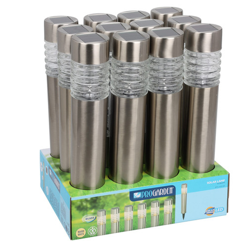 Solar Light Stainless Steel 201, Glass Lampshade 1X Warm White Led (2700-3000K),