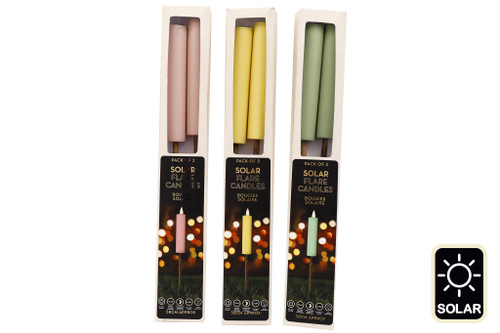 S/2 58cm Solar Garden Flares 3 Asst colours