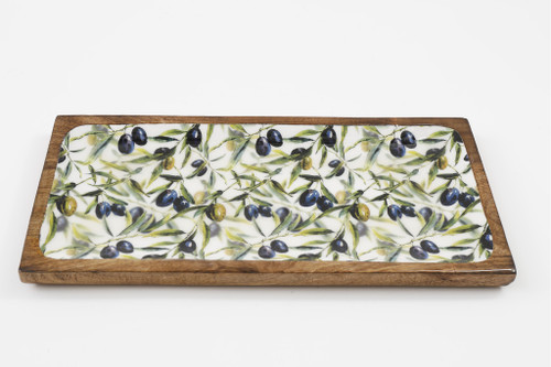 40X19cm Olive Enamelled Tray