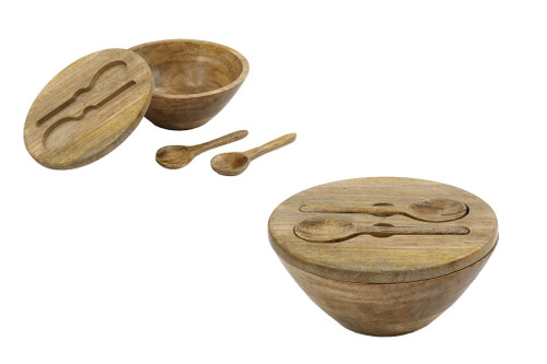 25.5X11.5cm Wooden Bowl Lid & Servers