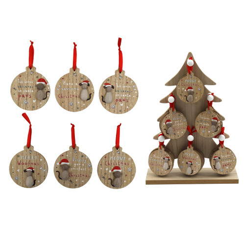 10Cm Cat/Dog Asst Hanging Deco