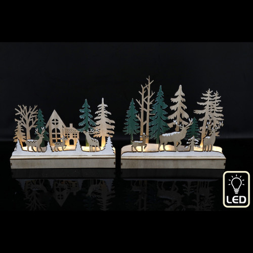 22cm Led Xmas Forest Decorations 2 Asst