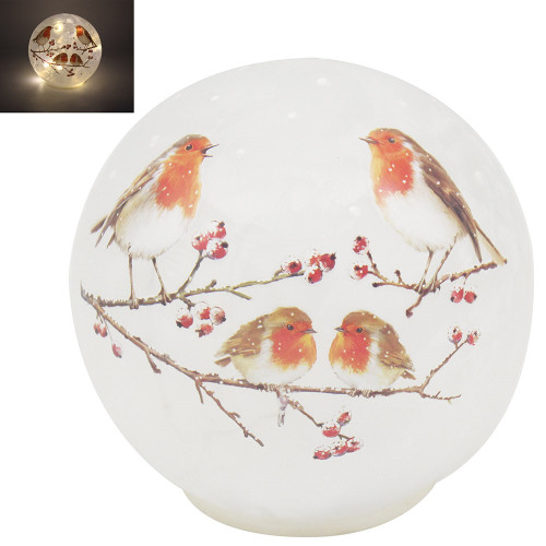 Christmas Robins Led Frostball