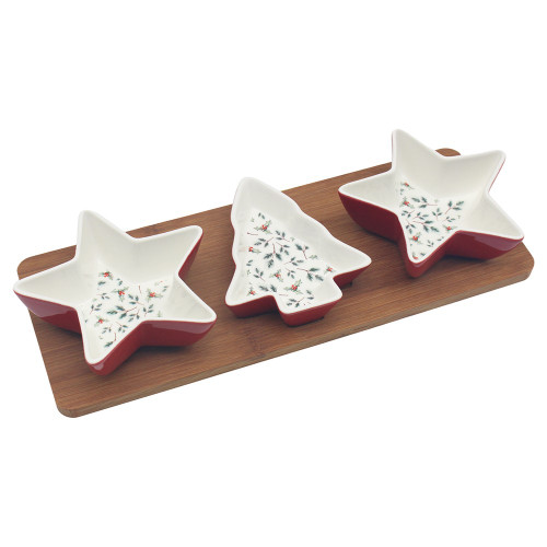 Stars &Tree Dishes&Tray S/3