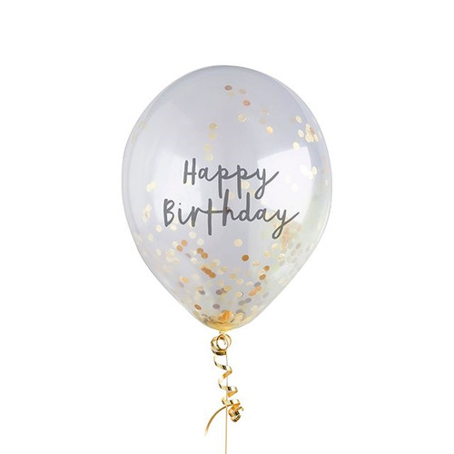 Gold Happy Birthday Confetti Balloon
